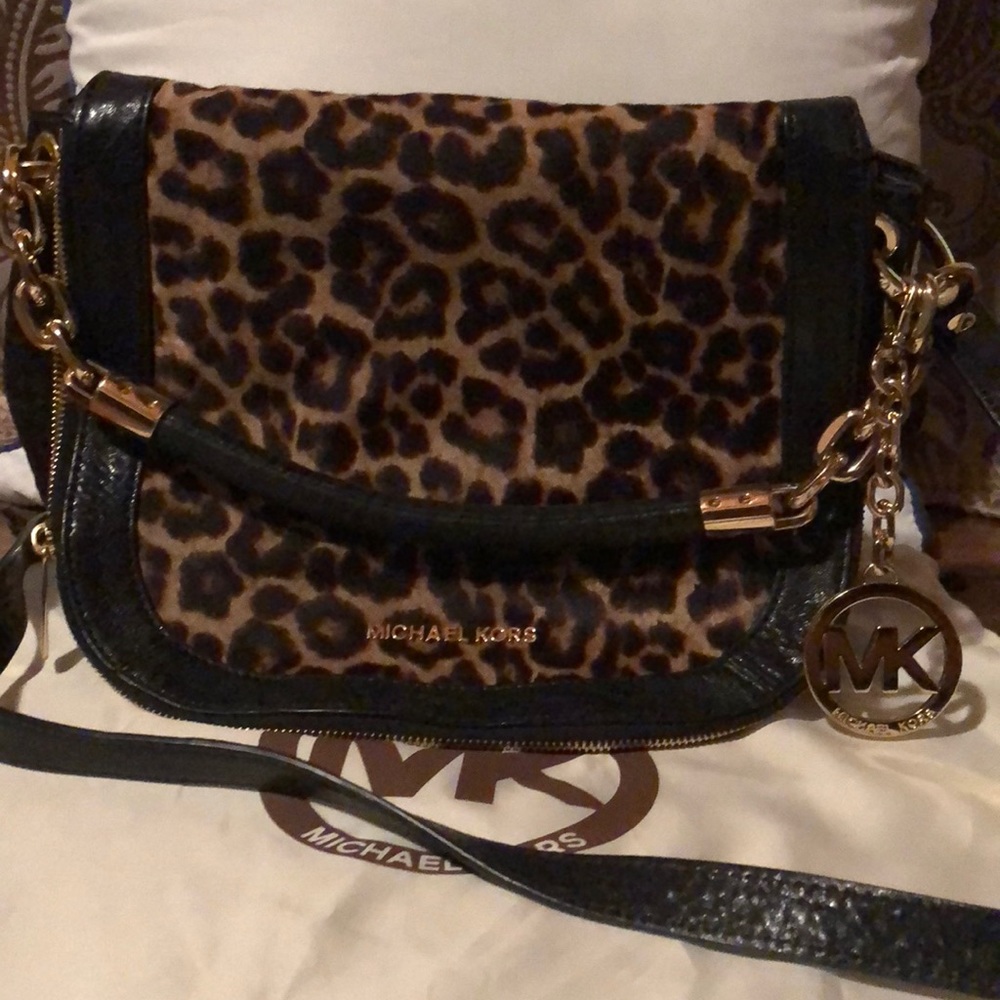 MK Leather leopard hide print crossbody/arm bag
